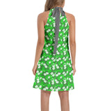 Tie Back Halter Neck Flared Dress - Objet D'Art