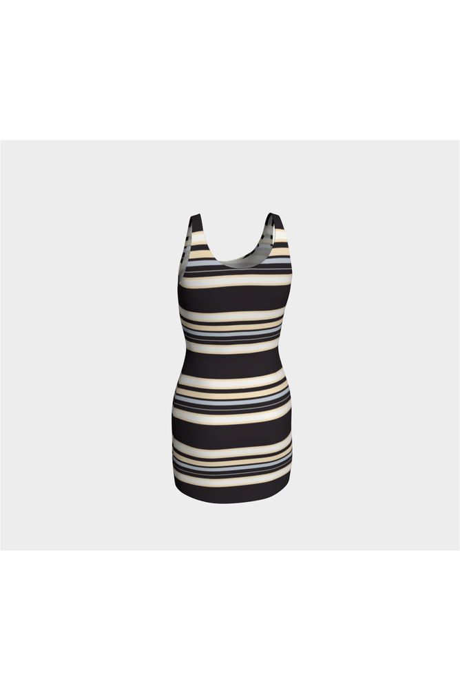 Brown and Tan Striped Bodycon Dress - Objet D'Art