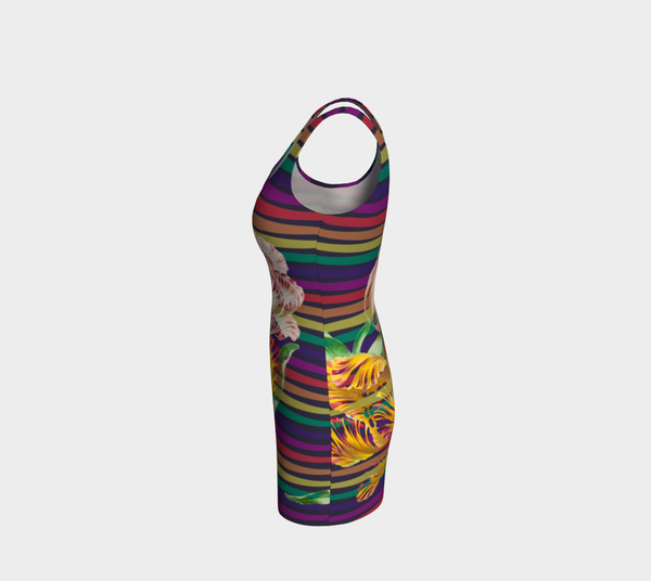 Floral Rainbow Bodycon Dress - Objet D'Art