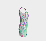 Floral Striped Bodycon Dress - Objet D'Art