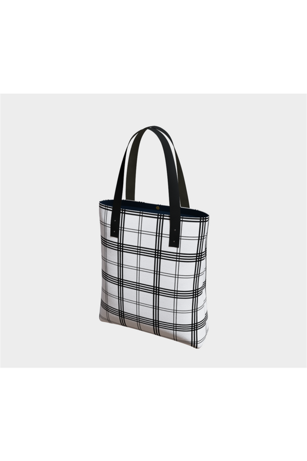 White and Black Tattersall Tote Bag - Objet D'Art