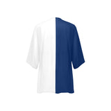 wht blue print Women's Kimono Chiffon Cover Up (Model H51) - Objet D'Art