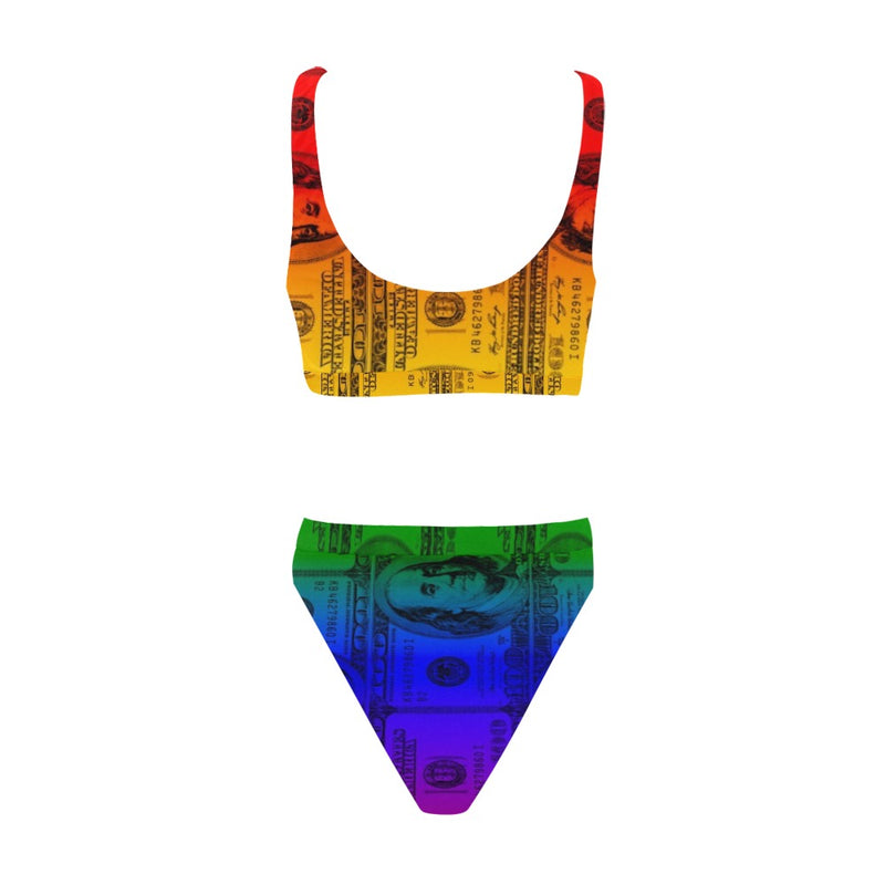 rainbow dollars Sport Top & High-Waisted Bikini Swimsuit - Objet D'Art