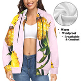 pink pineapple print 2B Women's Fleece Full-Zip Hoodie (Model H60) - Objet D'Art