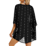 arrows rising bw print 2 Women's Kimono Chiffon Cover Up (Model H51) - Objet D'Art