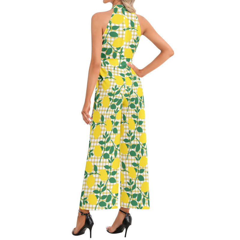 Halter Neck Buckle Belted Jumpsuit - Objet D'Art