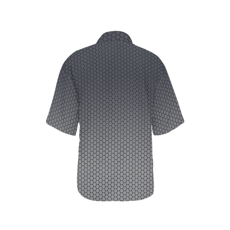 hex gray print 5 All Over Print Hawaiian Shirt for Women (Model T58) - Objet D'Art