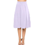 lavender stripes 1 Mnemosyne Women's Crepe Skirt (Model D16) - Objet D'Art