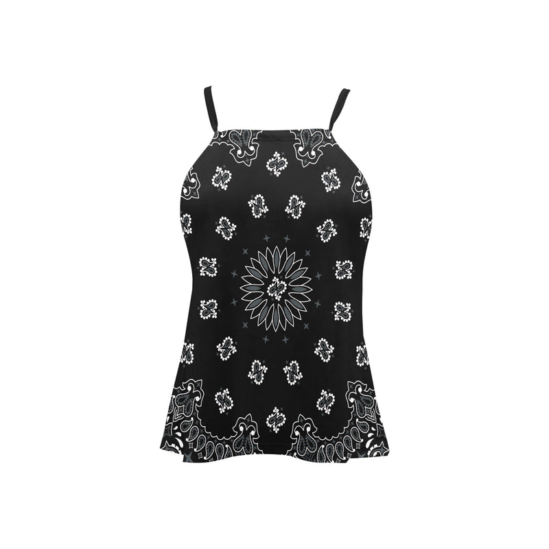 black bandana Loose Fit Halter Neck Top (Model T68) - Objet D'Art