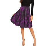 purple rose print 4 Melete Pleated Midi Skirt (Model D15) - Objet D'Art