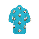 mag blue sil print All Over Print Hawaiian Shirt for Women (Model T58) - Objet D'Art