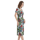 Puff Sleeve Split Thigh Midi Dress - Objet D'Art