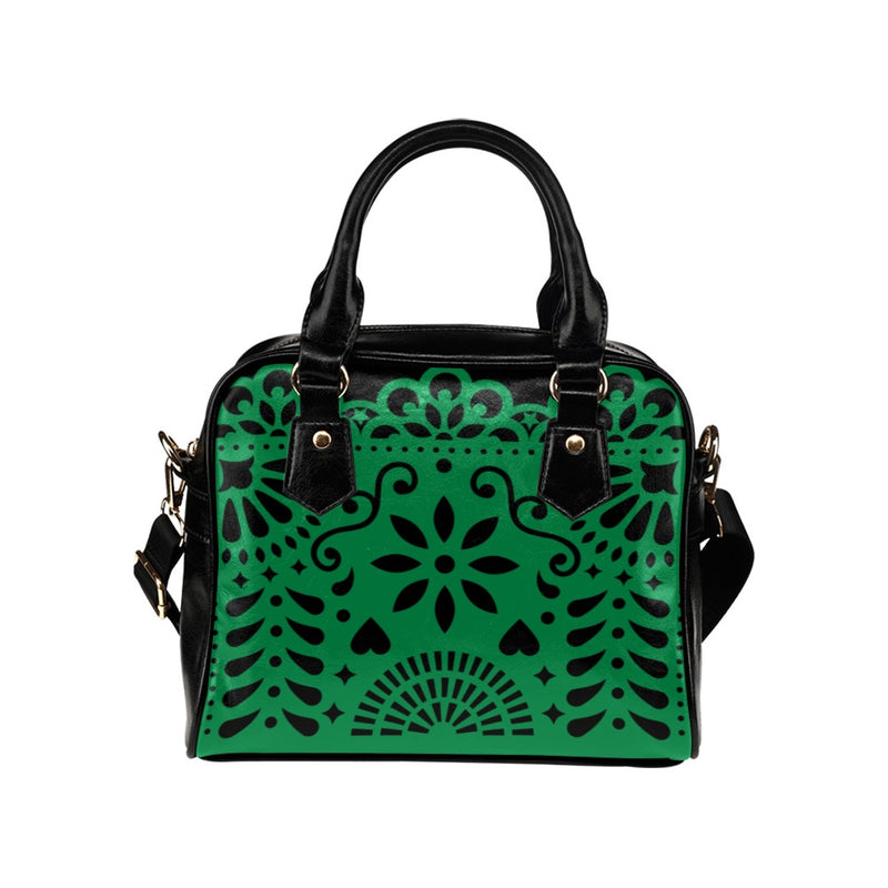 Green Papel Picado Shoulder Handbag (Model 1634) - Objet D'Art