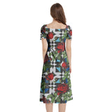 Puff Sleeve Split Thigh Midi Dress - Objet D'Art