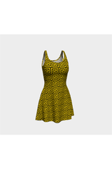 Gold Greek Key Flare Dress - Objet D'Art Online Retail Store