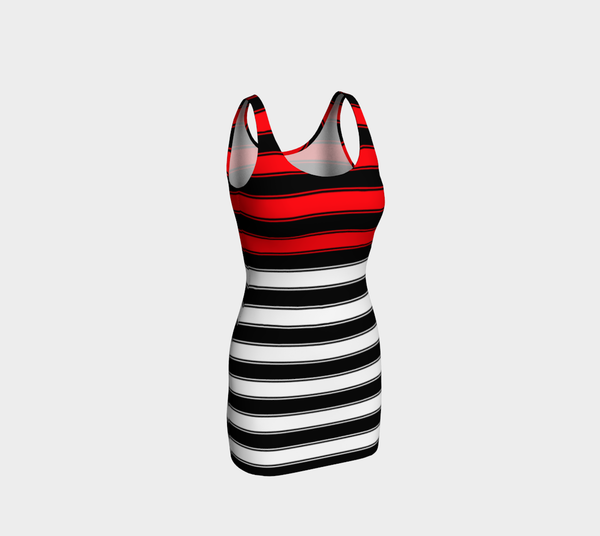 Vintage Striped Bodycon Dress - Objet D'Art
