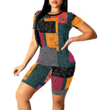 bandana print calico yoga_leggings_template-Recovered-Recovered copy Women's Short Yoga Set - Objet D'Art