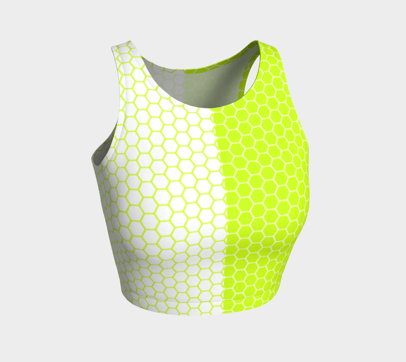 Neon Green Two Tone Athletic Crop Top - Objet D'Art
