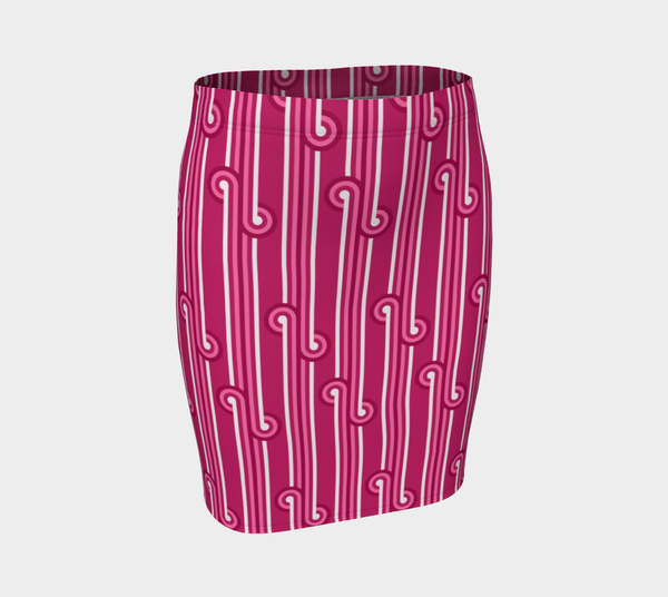 Pink Rolling Wave Fitted Skirt - Objet D'Art