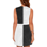 bw striped reverse print Eos Women's Sleeveless Dress (Model D01) - Objet D'Art
