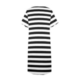 bw bold striped print 2 Women's Button Front House Dress - Objet D'Art