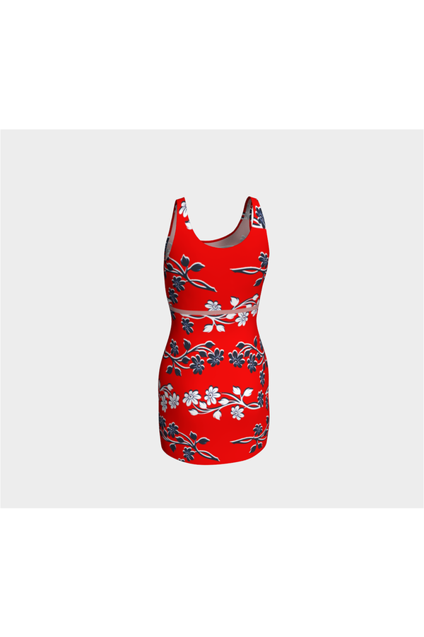 Red Floral Bodycon Dress - Objet D'Art