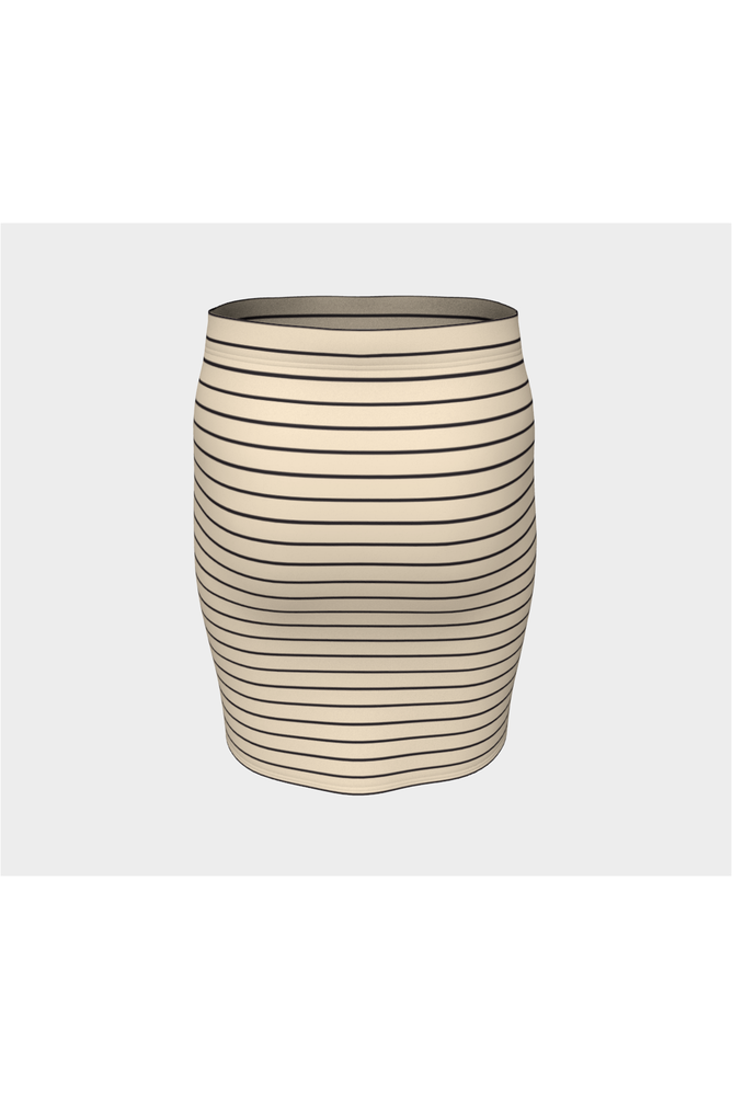 Striped Wheat-Colored Fitted Skirt - Objet D'Art