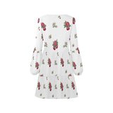 white rose print 4 B V-Neck Loose Fit Dress (Model D62) - Objet D'Art