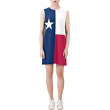 tex flag 2 Sleeveless Round Neck Shift Dress (Model D51) - Objet D'Art
