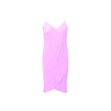 light purple pink solid Spaghetti Strap Backless Beach Cover Up Dress (Model D65) - Objet D'Art