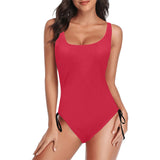 fuchsia anal2 print Drawstring Side One-Piece Swimsuit (Model S14) - Objet D'Art