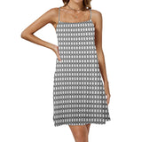small diamond print Drawstring Neck Sleeveless Dress (Model D68) - Objet D'Art