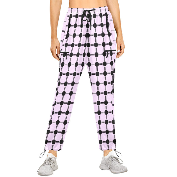 lav dot dash print Women's Quick Dry Cargo Sweatpants (Model L65) - Objet D'Art