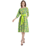 Boat Neck Belted Flared Dress - Objet D'Art