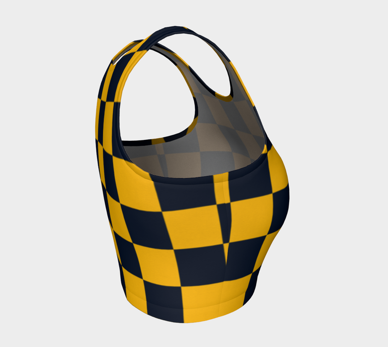 Blue & Gold Checkered Athletic Crop Top - Objet D'Art