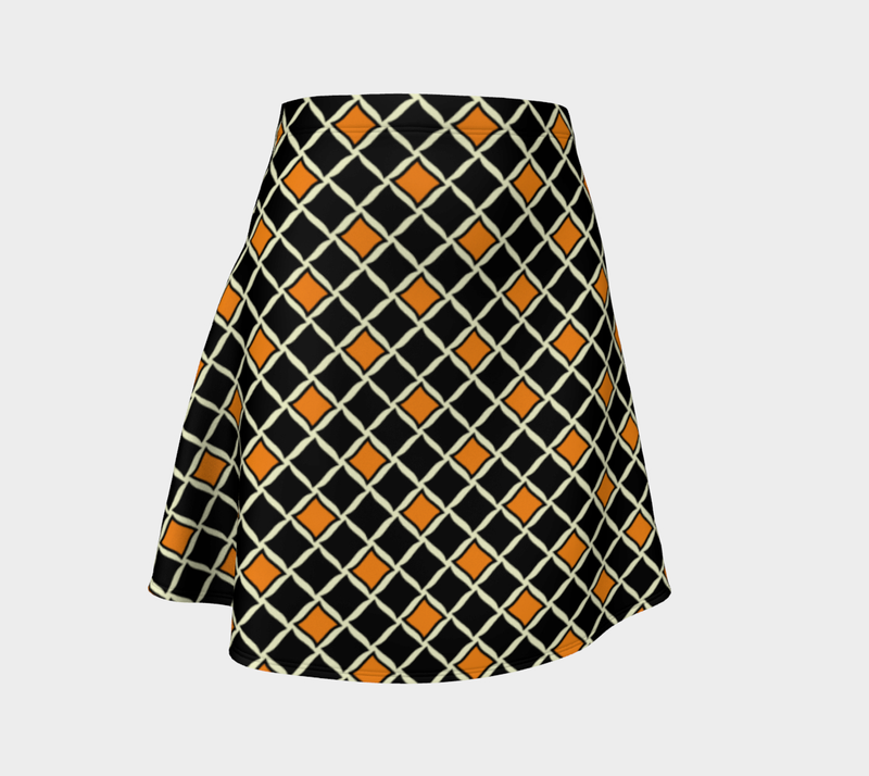 Orange Diamond Flare Skirt - Objet D'Art