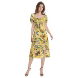 Puff Sleeve Split Thigh Midi Dress - Objet D'Art