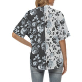 selenium gray print 2 All Over Print Hawaiian Shirt for Women (Model T58) - Objet D'Art