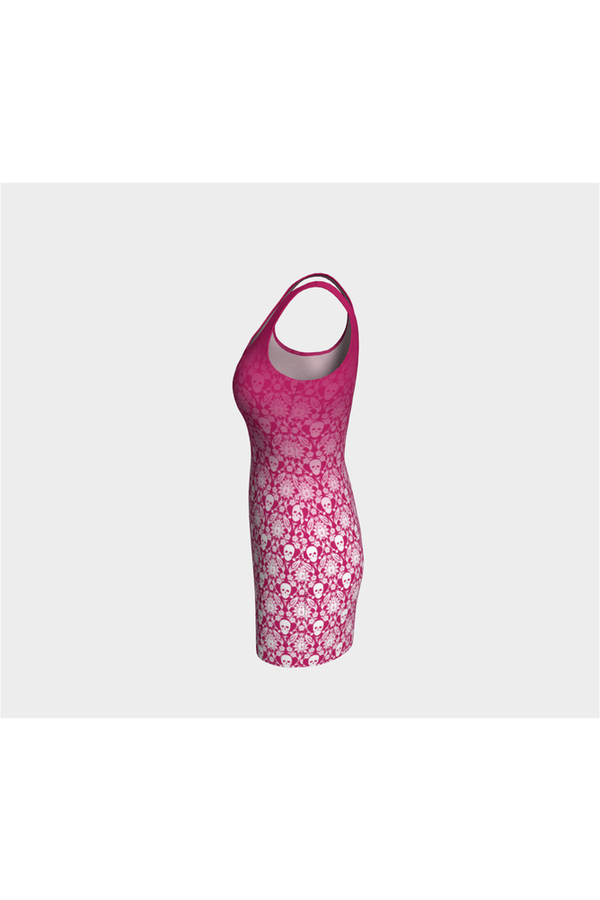 Peacock Pink Skull Print Bodycon Dress - Objet D'Art