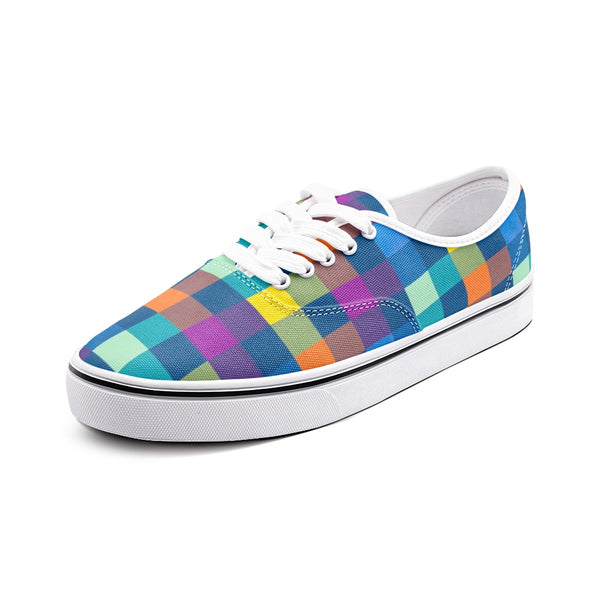 Festive Pixels Unisex Canvas Shoes Fashion Low Cut Loafer Sneakers - Objet D'Art