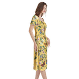 Puff Sleeve Split Thigh Midi Dress - Objet D'Art