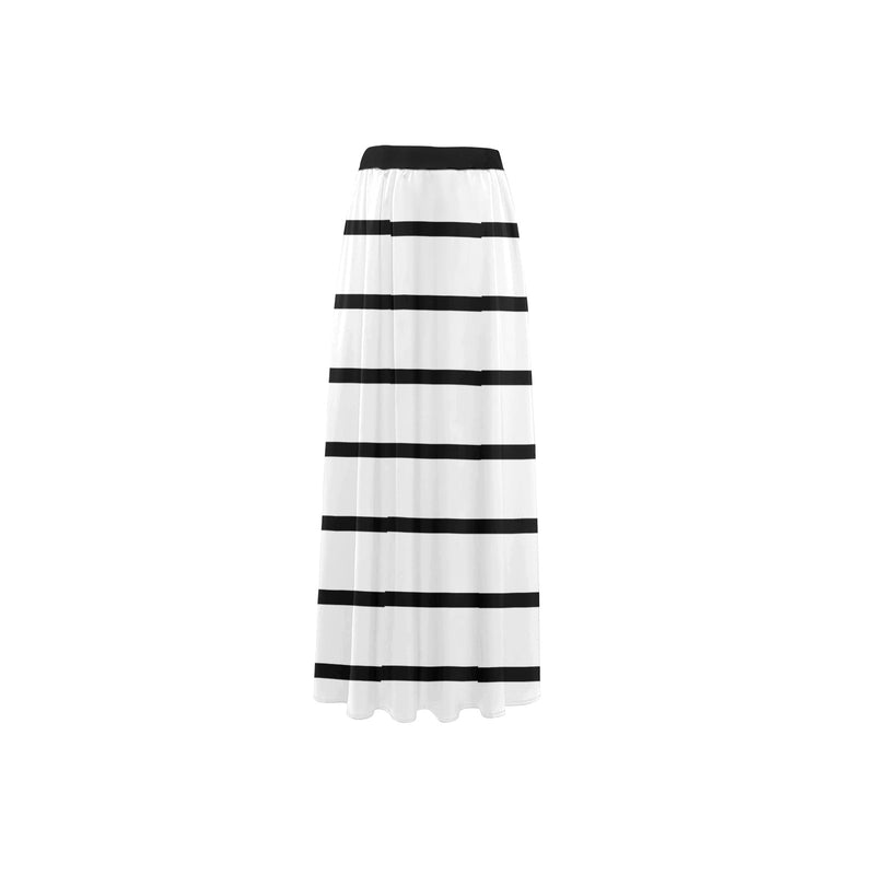bw striped print 5 High Slit Long Beach Dress (Model S40) - Objet D'Art