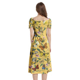 Puff Sleeve Split Thigh Midi Dress - Objet D'Art