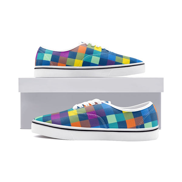 Festive Pixels Unisex Canvas Shoes Fashion Low Cut Loafer Sneakers - Objet D'Art