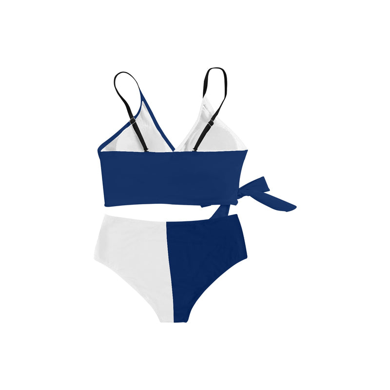 tex blue 2 Knot Side Bikini Swimsuit (Model S37) - Objet D'Art