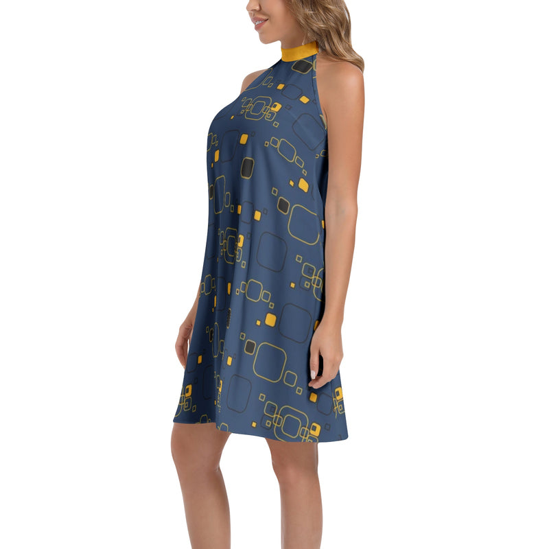 Tie Back Halter Neck Flared Dress - Objet D'Art