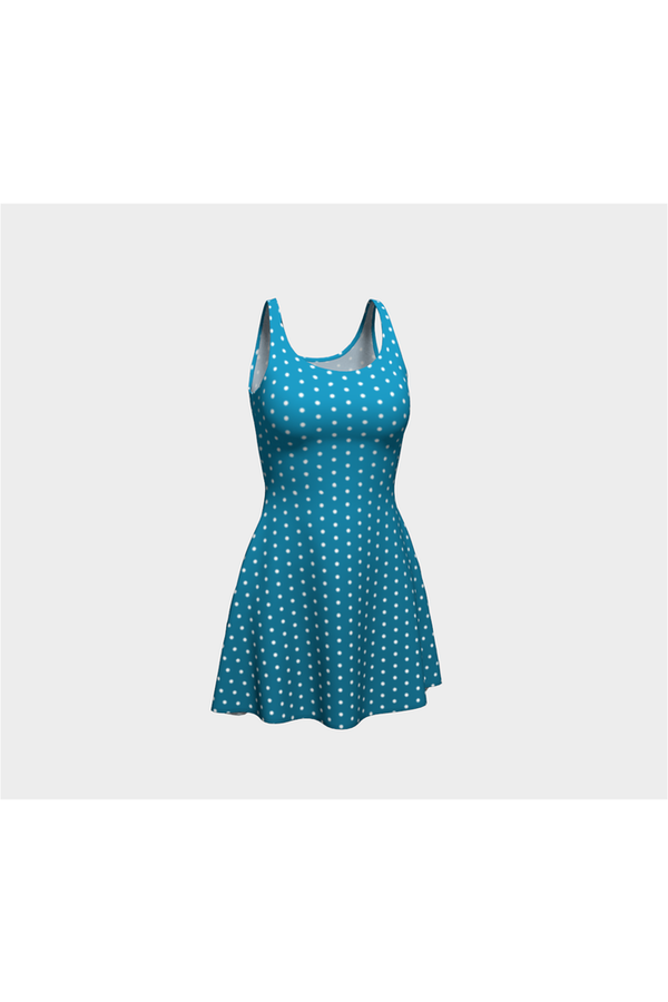 Sky Blue Polka Dot Flare Dress - Objet D'Art