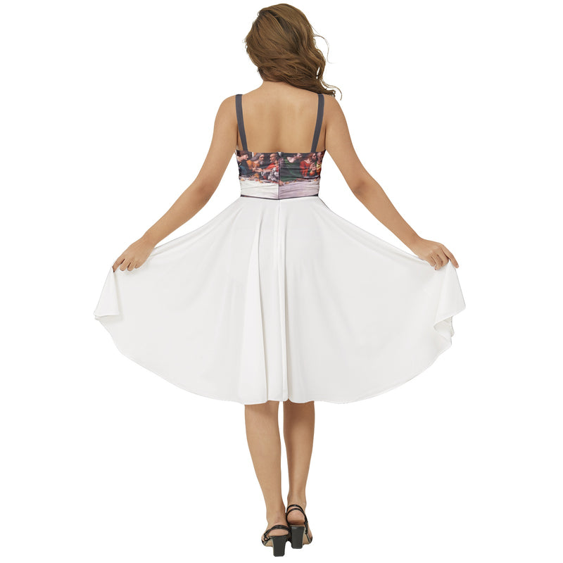 The Last Supper Sleeveless Square Neck Flare Hem Midi Dress - Objet D'Art