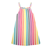 spectral striped Drawstring Neck Sleeveless Dress (Model D68) - Objet D'Art
