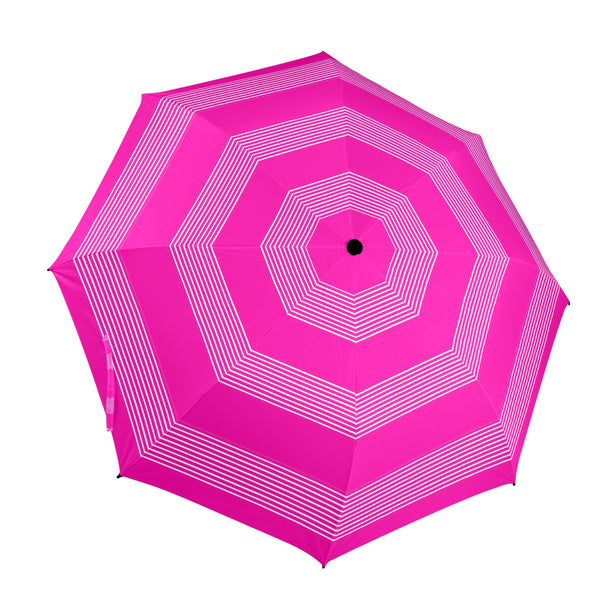 fuchsia striped umbrella print 2A Semi-Automatic Foldable Umbrella (Model U12) - Objet D'Art